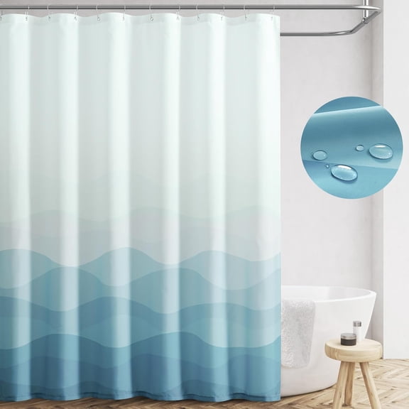 Ombre Grey Shower Curtain Fabric Shower Curtain Coastal Beach Ocean Wave Bathroom Shower Curtain Gray Gradual Color Design Nautical Waterproof Hooks Included 72x72 inches 1 Panel