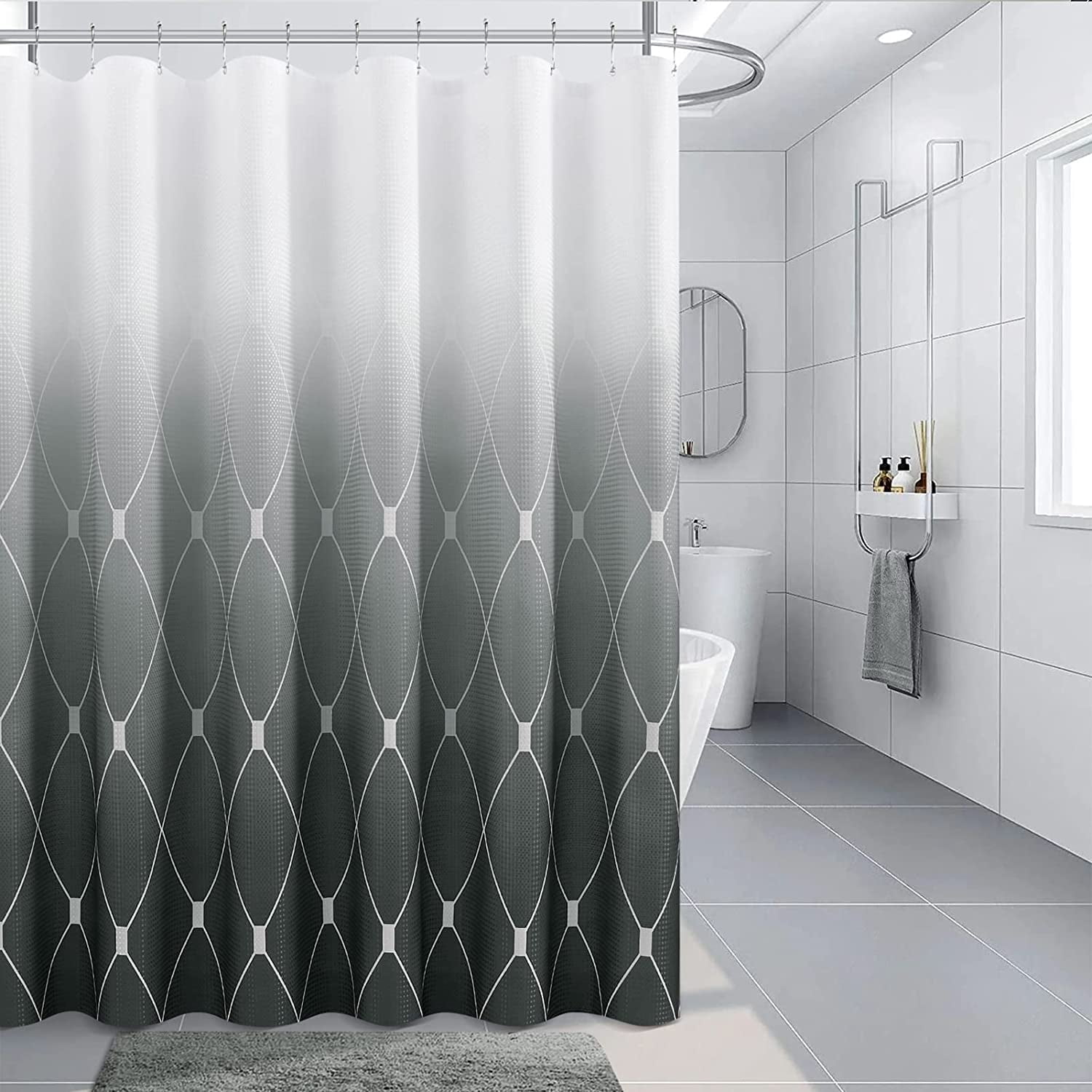 Ombre Grey Shower Curtain Grey and White Shower Curtain Set Black Grey ...