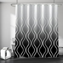 Ombre Grey Shower Curtain, Modern Grey and Black Shower Curtain for Bathroom Waterproof Polyester Fabric White Stripes Shower Curtain Set with Hooks 54"W x 78"L (Pack of 1)