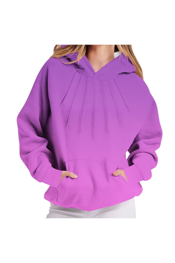 Ombre Hooded for Womens Fall Fashion Oversized Sweatshirts Cute Y2K Hoodies Pullover Sweaters Juniors Girls Loose Fit Comfy Hoodie Jacket Going Out Workout Hoody Sweatshirt with Pockets