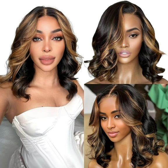 Ombre Lace Front Wig Human Hair 1B/30# Body Wave Highlight Lace Front Wigs Human Hair Colored 13x4 Ombre Brown Wig Human Hair