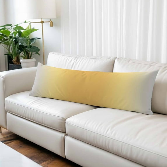 Ombre Lemon Yellow Body Pillow Cover, Pillowcase Protectors with Zipper, Breathable Decorative Throw Pillow Case Cover, Solid Color Gradient Minimalist Modern Pillow Shams for Couch Sofa 20x60Inch
