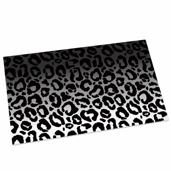 Ombre Leopard Door Mat 16x24 Inch Print Black White Gradient Entryway Rug with Non-Slip Rubber, Front Door Rug Indoor Floor Mats for Living Room Bathroom Bedroom Home Office