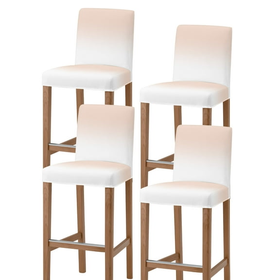 Ombre Light Peach White, Abstract Gradient Art Bar Stool Chair Covers Set of 4 with Back, Stretch Barstool Slipcovers Washable, Pub Counter Height/Swivel/Cafe/Dining Room Chairs Seat Furniture Cover