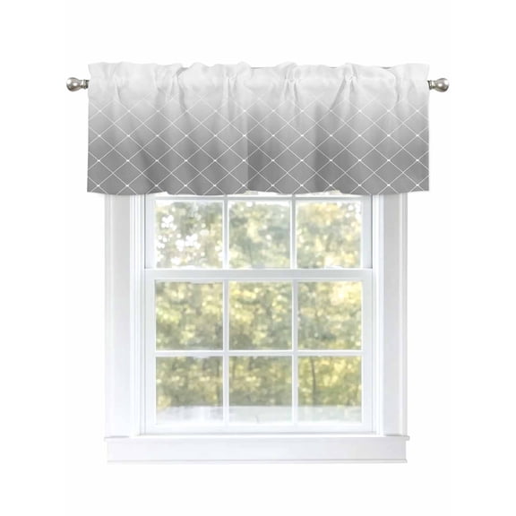 Ombre Lines Texture Valances for Windows, Rod Pocket Kitchen Valance Curtains - Soft & Washable Small Window Treatment for Living Room,&nbsp;Bathroom, Grey White , 42x12 Inch, 1 Panel