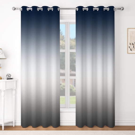 Ombre Navy Blackout Curtains,2 Panels Set,52×84 Inch,Thermal Insulated Grommet Top Window Curtains