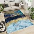 thumbnail image 1 of Ombre Navy Gold Marble Area Rug, Luxurious Abstract Gilt Stripes Living Room Rugs, With Anti-Slip Easy Clean Carpet For Living Room Bedroom Kitchen Dining Room Home Office 5x7ft, 1 of 6