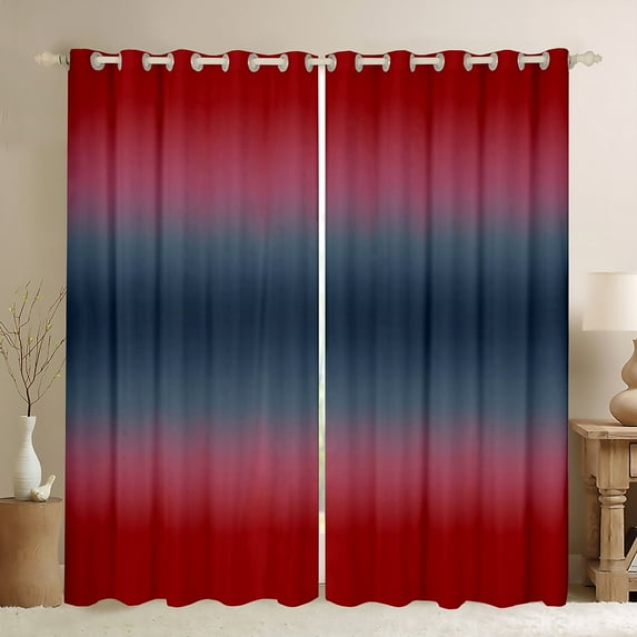 Ombre Navy and Red 30%-50% Blackout Curtains Gradient Red Blue Curtains Watercolor Art Curtains & Drapes, Modern Minimalis Rainbow Colorful Window Curtains 42''Wx63''L