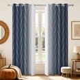 thumbnail image 1 of Ombre Navy Wave Pattern Blackout Curtains,2 Panels Set,42x63 Inch,Thermal Insulated Grommet Top Window Drapes, 1 of 7