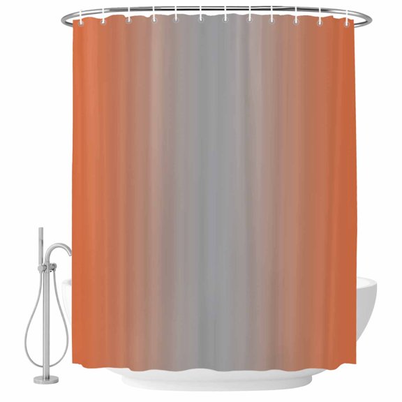 Ombre Orange Gray Fabric Shower Curtain Gradient Color Washable Shower Curtains for Bathroom, Waterproof Bath Curtain with Hooks Home Decor 36x72in