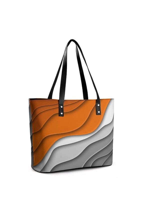 Ombre Orange Grey Woman Leather Handbags Large Tote Bag Fashion Portable Handbags With Zipper