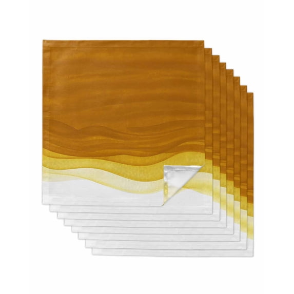 Ombre Orange Waves Cloth Napkins Set of 8 Reusable Dinner Napkins, Abstract Art Gradient Modern Cocktail Napkin Washable Table Napkins for Wedding/Holiday Party/Baby Shower 20"x20"