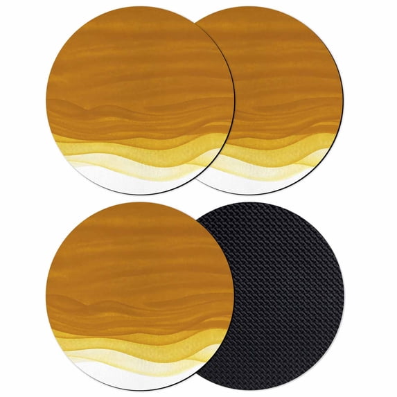 Ombre Orange Waves Coasters Set of 4, Absorbent Coasters for Drinks, Abstract Art Gradient Modern Coaster for Desk Coffee Table Protection, Home Decor House Warming Gifts 4"