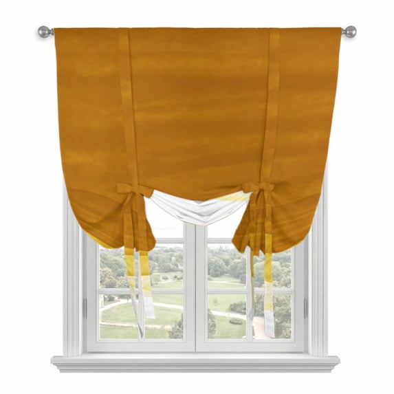 Ombre Orange Waves Tie Up Curtains for Windows, Adjustable Balloon Window Shades, Abstract Art Gradient Modern Kitchen Window Treatments Adjustable Roll Up Curtain for Basement/Nursery 52"x45"