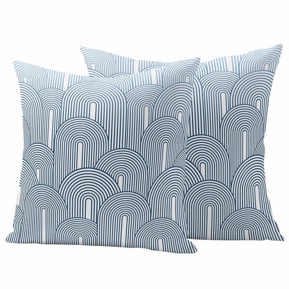 Ombre Outdoor Waterproof Pillow Covers, Farmhouse Stripes Modern Abstract Art Decorative Square Throw Pillowcase Sofa Cushion Sham for Patio/Couch/Chair, 26"x26" 2 Pack
