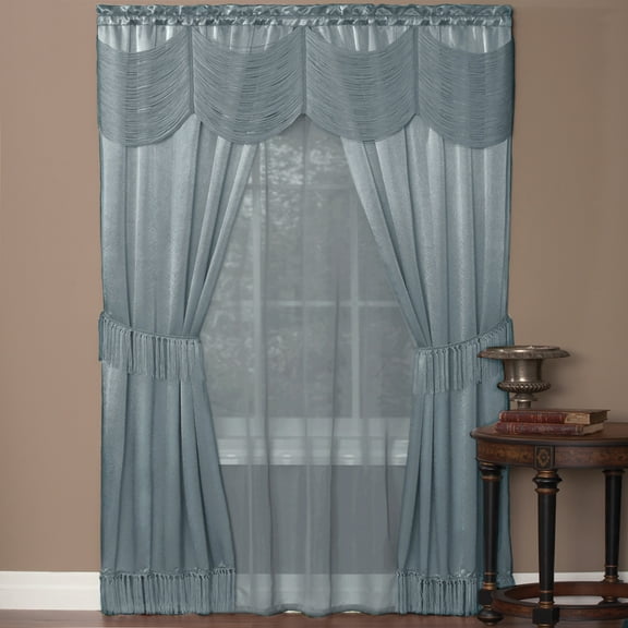 Ombre Panel, 50 by 84", Blue Halley Curtain in a Bag Full Window Solution, Ice, 56 x 84-Inch