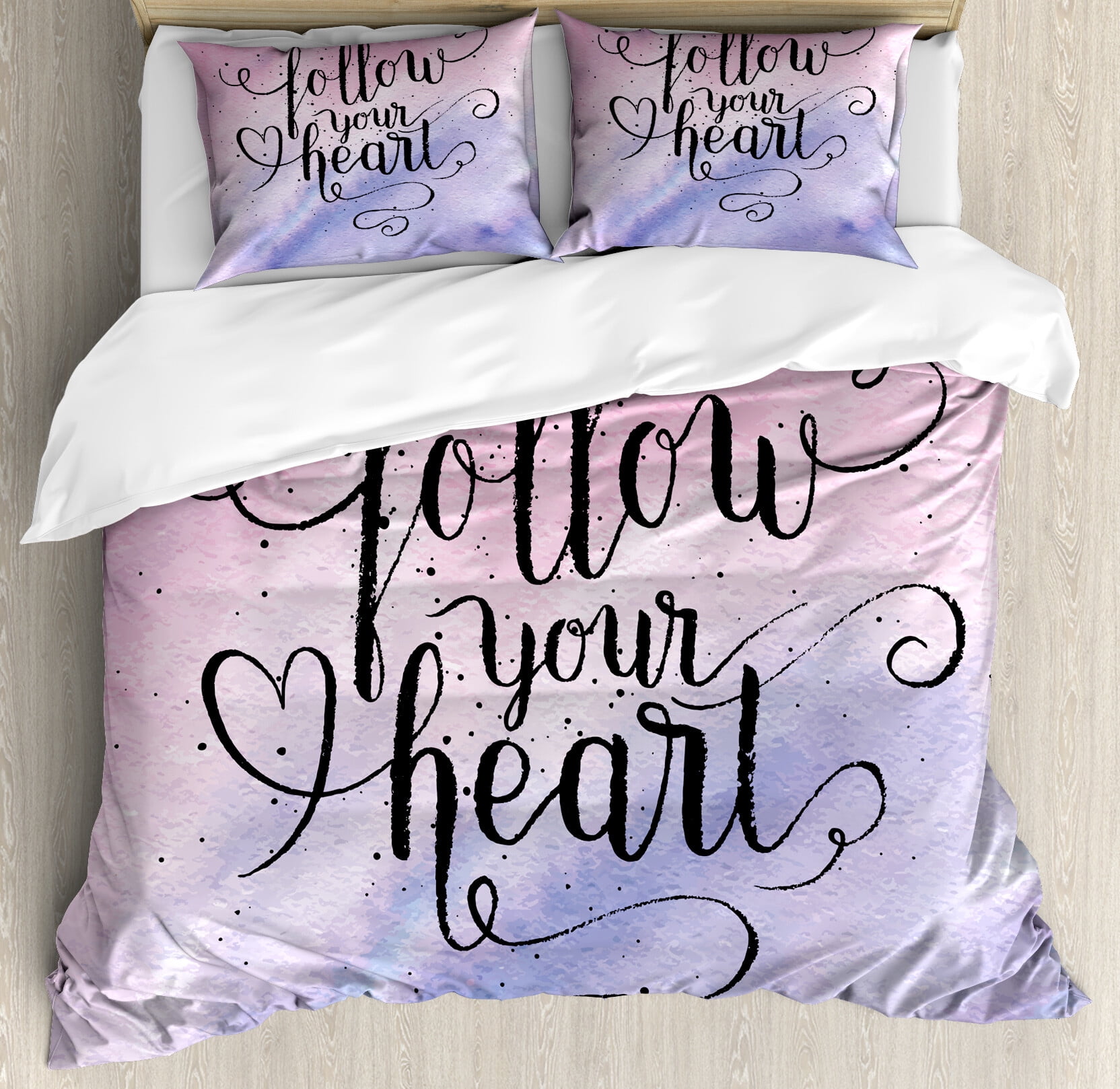 Wedding Pink Print Pattern Duvet Cover Bedding Set