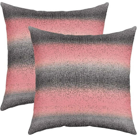 Ombre Pink Grey Stripes Square Cushion Covers Set of 2 Set 16 x 16-Inch Geometric Reversible Throw Pillow Covers for Decor Geometry Pillow Covers Home Decor Modern Striped Art