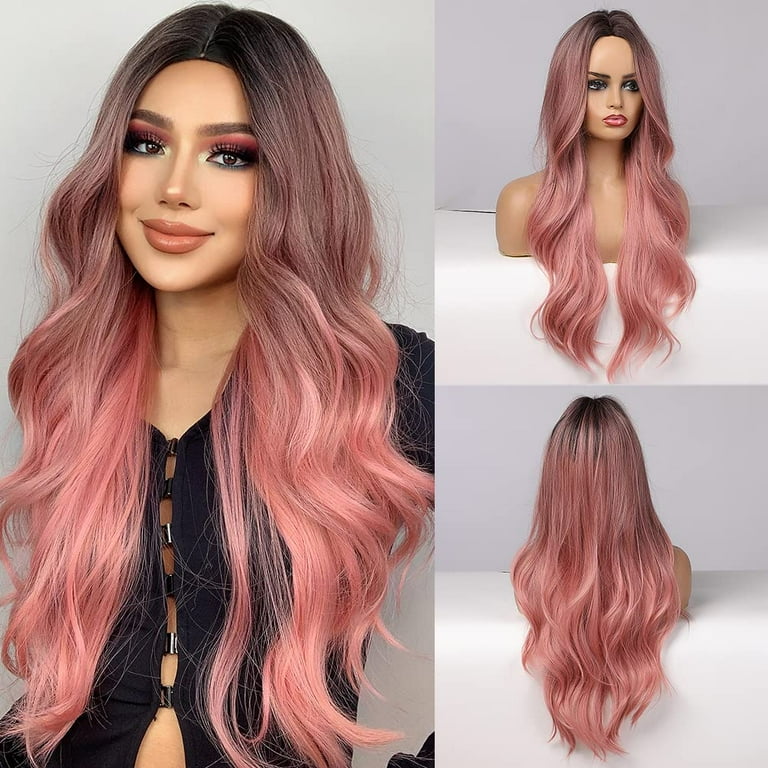Pink wig with roots discount