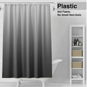 Ombre Plastic Bathroom Shower Curtain Set with Liner and Hooks Black 71 x 71 inches