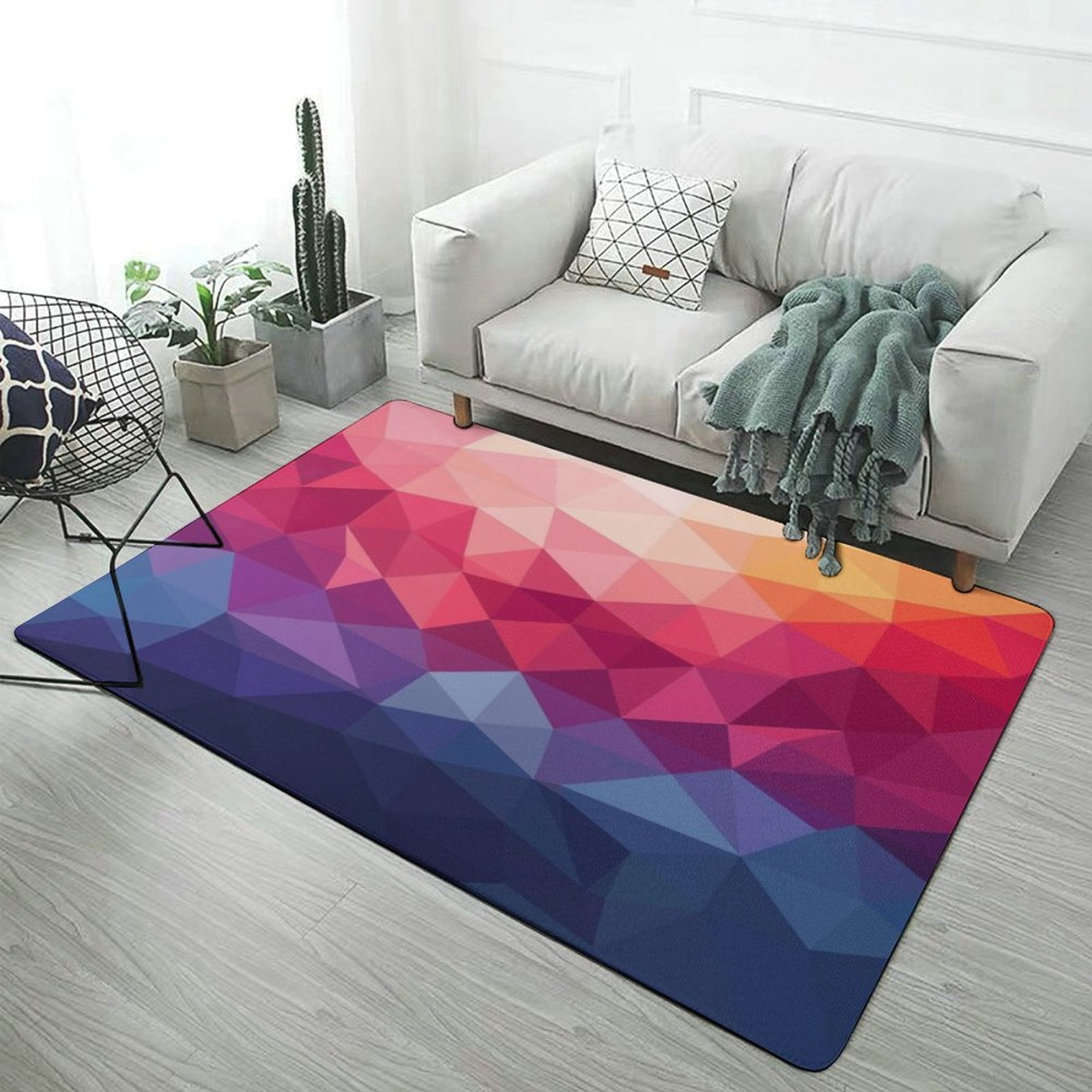 Ombre Print Colorful Polygon Carpet Large Size Living Room American ...