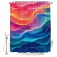 thumbnail image 1 of Ombre Purple Blue Wave Fabric Shower Curtain Abstract Stripes Washable Shower Curtains for Bathroom, Waterproof Bath Curtain with Hooks Home Decor 36x72in, 1 of 8