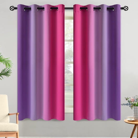 Ombre Purple and Pink Curtains for Bedroom, Gradient Room Darkening Curtains 63 inches long,Grommet Thermal Insulated Light Blocking Window Drapes/Curtain for Living Room,52 x 63 Inch,2 Panels