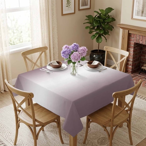 Ombre Purple Square Tablecloth 54x54 Inch Gradient Color Light Purple Waterproof Polyester Tablecloth for Dining Table, Washable Table Cover for Kitchen Dining Room Wedding Decoration,Stain Resistant