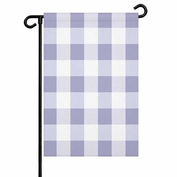 Ombre Purple White Plaid Garden Flags for Outside Checkerd Pattern Double Sided Yard Flags Outdoor House Decoration, Small 12X18 Inch,