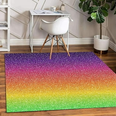 Ombre Rainbow Area Rug For Living Room Bedroom Soft Thick Plush Throw Carpet Under Dining Table No-Slip Home Office Floor Cover Runner Rug Porch Doormat 4 x 5ft