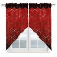thumbnail image 1 of Ombre Red Geometric Swag Curtains for Kitchen/Bedroom/Living Room, Modern Abstract Art Scalloped Curtains 63 Inch Long, Rod Pocket Window Swag Topper Curtains Valances 2 Panels Set 36"x63", 1 of 8