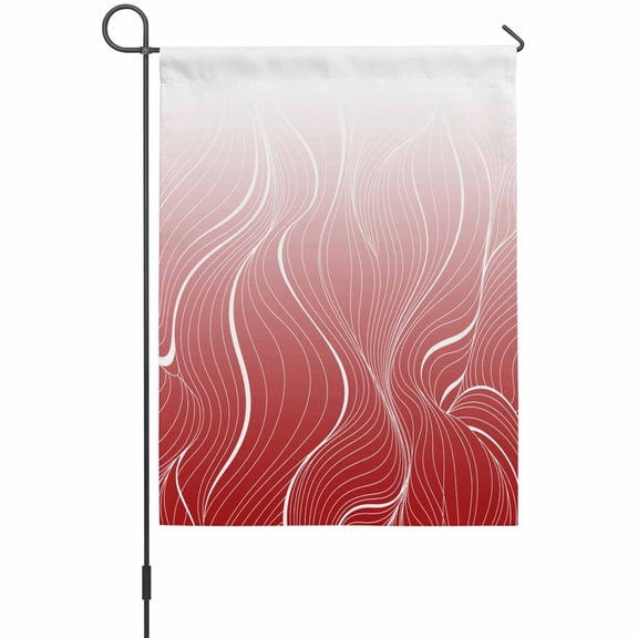 Ombre Red Stripes Garden Flags For Outdoor, Striped Lines Waves Gradient Small Double Side Yard Flags Weather Proof Garden Decor for Lawn Outside Holiday 12 x 18 Inches