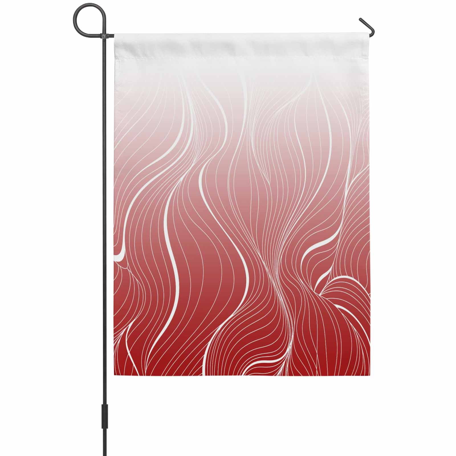 Ombre Red Stripes House Flag 28 x 40 Inches, Striped Lines Waves Gradient Weather Proof Outdoor Patio Flags Double Sided Small House Decoration for Yard Lawn Outside Home