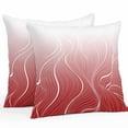 thumbnail image 1 of Ombre Red Stripes Outdoor Pillow Covers Set of 2 Striped Lines Waves Gradient Waterproof Throw Pillow Case Decorative Square Cushion Cover for Patio Couch Garden Balcony, 20"x20", 1 of 9