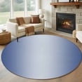thumbnail image 1 of Ombre Round Rugs for Living Room 5ft Navy Blue Gradient Non Slip Circle Rug Washable Low-Profile Indoor Carpet for Bedroom, Dining Room, Bathroom, 1 of 9