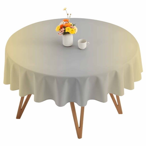 Ombre Round Tablecloth 60 inches Lemon Yellow and Grey Gradient Waterproof Oil-Proof Table Cloth Round Table Cover for Holiday Party Picnic Dinner Decor Indoor and Outdoor Use