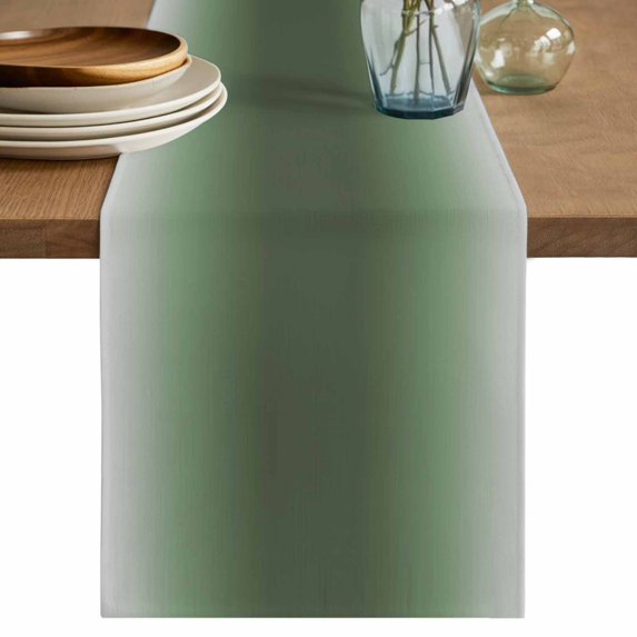 Ombre Sage Green Gray Table Runner 90 Inches Long,Solid Color Gradient Minimalist Modern Kitchen Dining Burlap Linen Tablerunner for Small/Round/Square/Wedding/Coffee/Dining Table Party 13 x 90