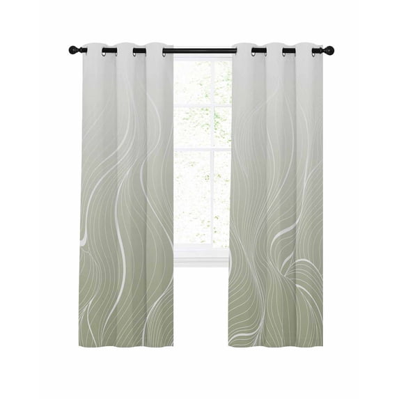 Ombre Sage Green Stripes Blackout Curtains 84 Inch Length Striped Lines Waves Gradient Thermal Insulated Window Curtain Window Drapes 2 Panels for Bedroom Living Room 52"Wx84"L
