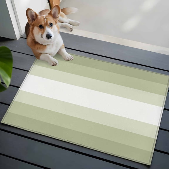 Ombre Sage Green Stripes Washable Entry Rug 2x3 Minimalist Stripe Modern Gradient Low Pile Indoor Door Mat with Rubber Backing Thin Area Rug for for Entrance, Bedroom, Kitchen, Laundry, Bathroom