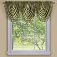thumbnail image 1 of Ombre Sage Striped Modern Window Curtain Panel: Tasseled Waterfall Valance, 1 of 2