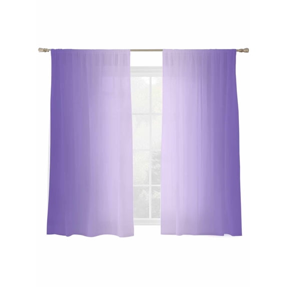 Ombre Sheer Curtains 72 Inches Long 2 Panels Violet Purple Gradient Light Filtering Semi Sheer Window Curtains Drapes for Bedroom Living Room 52"x72"x2