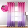 thumbnail image 1 of Ombre Sheer Curtains,Faux Linen Grommet Two-Color Linear Gradient Window Curtain Panels for Kids Girls Room Bedroom and Living Room Semi Voile 1 Panel Curtains,52*84inch Pink Purple, 1 of 7