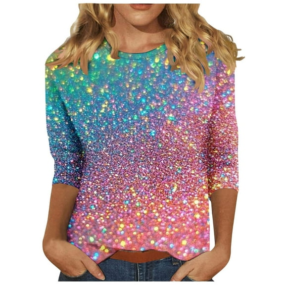 Ombre Shirts for Women Plus Size Casual Top Summer Cute Gradient Tunic Tees Crewneck Pullover Tops