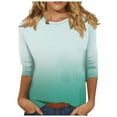 thumbnail image 1 of Ombre Shirts for Women Plus Size Casual Top Summer Cute Gradient Tunic Tees Crewneck Pullover Tops, 1 of 5