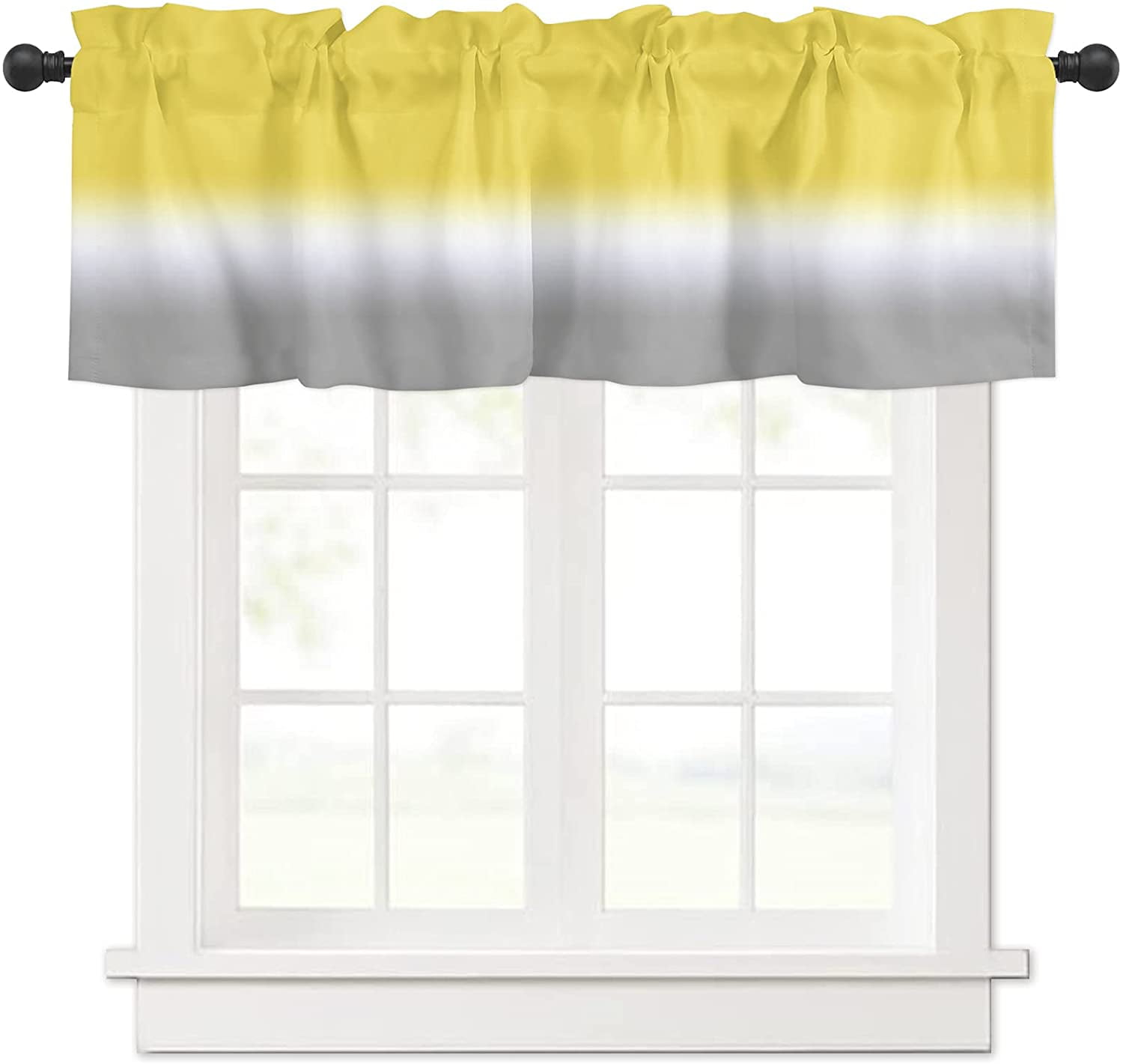 Ombre Short Rod Pocket Window Curtains for Bedroom Half Window Tier Polyester Drapes 54x18inch