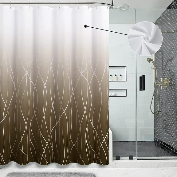 Ombre Shower Curtain Brown and White Shower Curtain Set Water Repellent Bath Curtain Modern Shower Curtain for Men Restroom Showers Bathtubs Hotel, 72x72 inch, Chocolate Brown Tone