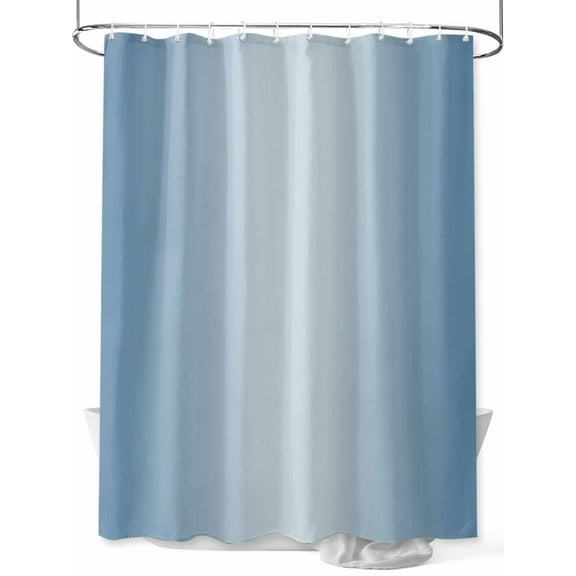 Ombre Shower Curtain, Haze Blue Gradient Waterproof Shower Curtain Set with 12 Hooks Lightweight Washable Fabric Shower Curtains for Bathroom 36x72 Inches