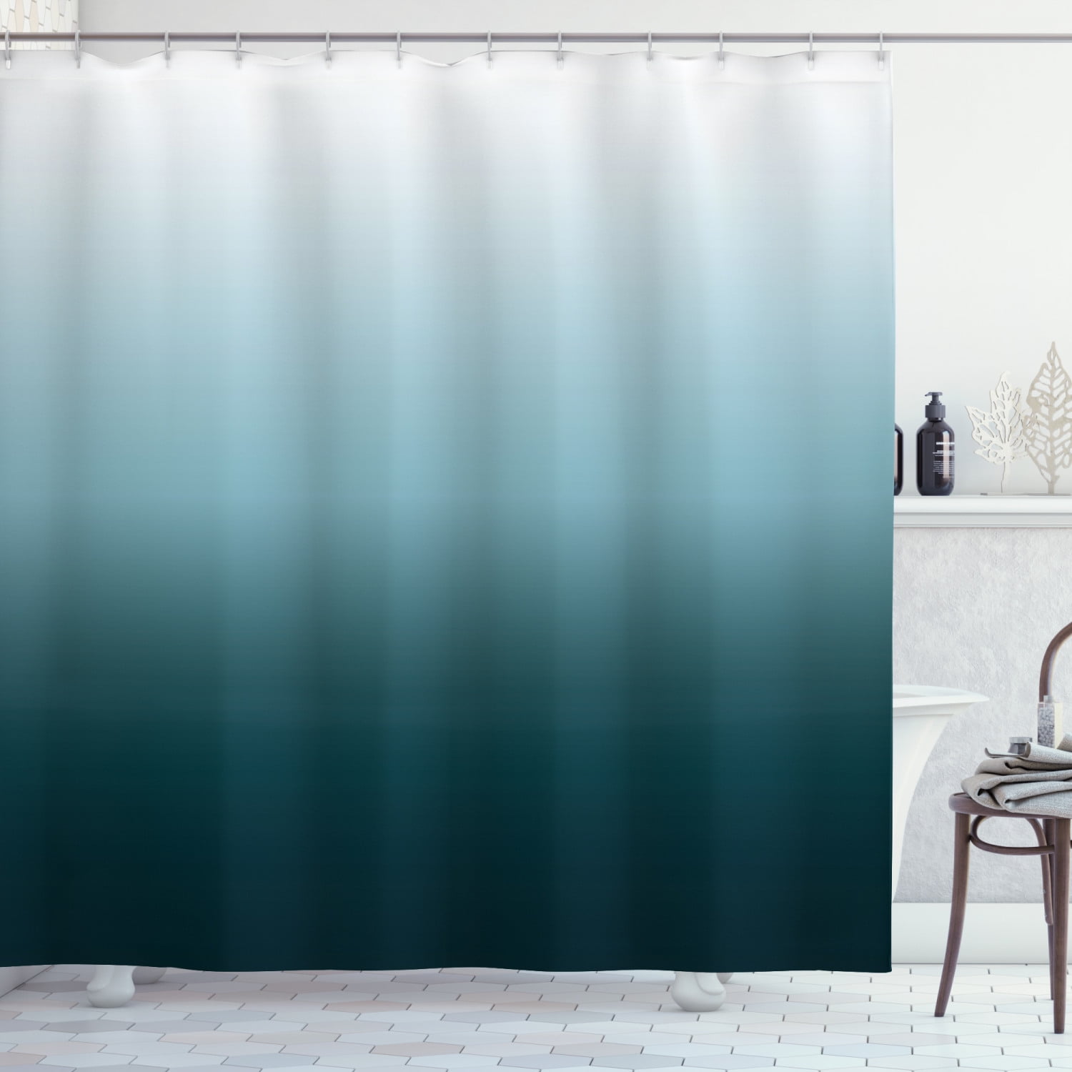Ambesonne Ombre Shower Curtain, Teal Shades Design, 69Wx84L