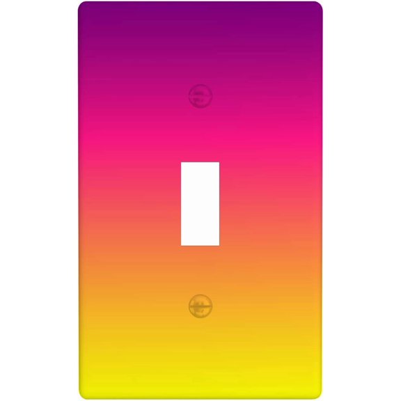 Ombre Single Toggle Light Switch Plate Decorative, Abstract Modern Purple Red Yellow Gradient 1 Gang Wall Plates Cover Electrical Switchplate for Kitchen Bathroom Bedroom Home Decor Faceplate