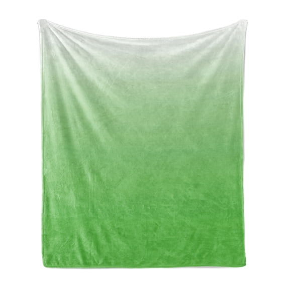 Ombre Soft Flannel Fleece Blanket, Green GrassForest Plant Nature Inspired Vivid Colored Modern Design Digital Artwork, Cozy Plush for Indoor and Outdoor Use, 60" x 80", Mint White, by Ambesonne